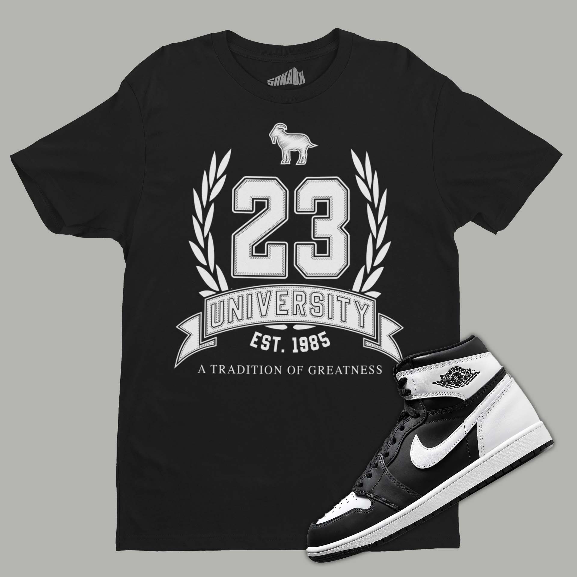23 University T-Shirt Matching Air Jordan 1 Black White - Black / S - T-Shirt