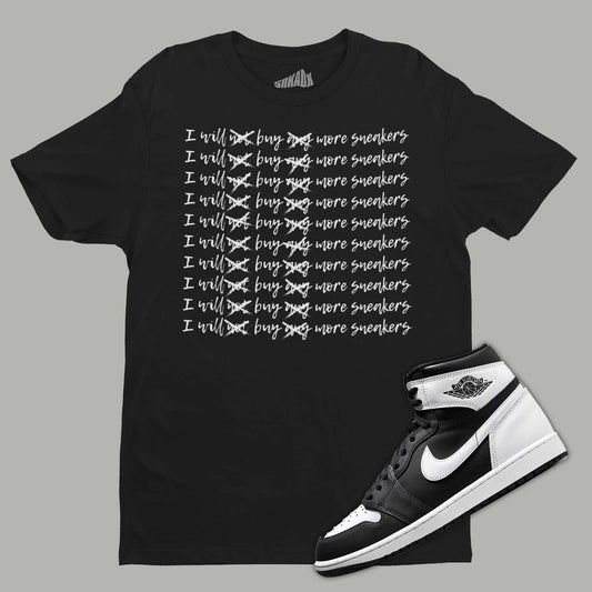 Buy More Shoes T-Shirt Matching Air Jordan 1 Black White