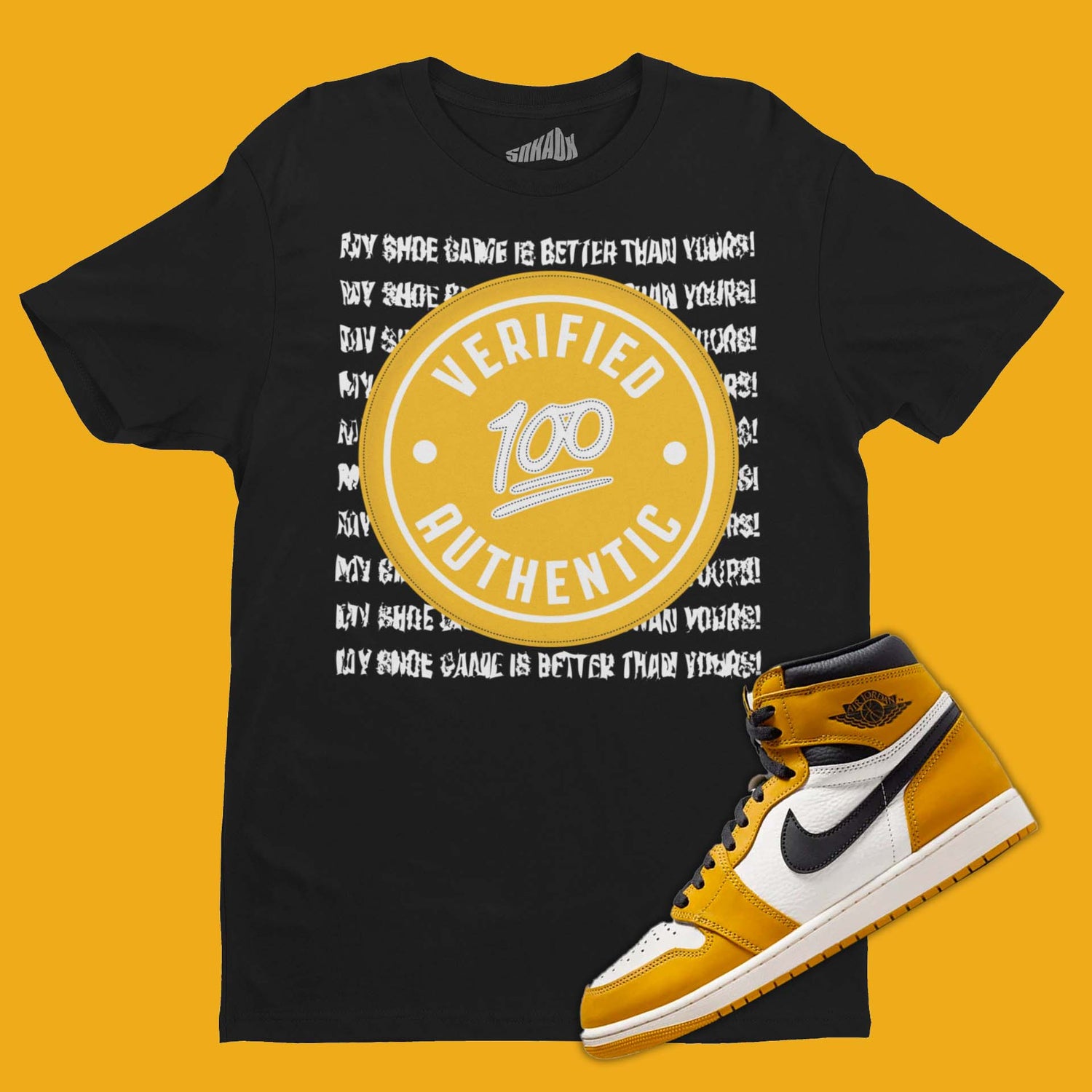 Verified Authentic T-Shirt Matching Air Jordan 1 High Yellow Ochre