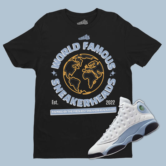 World Famous Sneakerheads T-Shirt Matching Air Jordan 13 Blue Grey