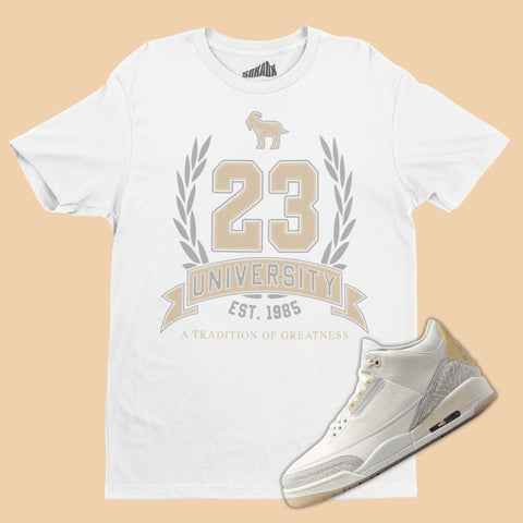 23 University T-Shirt Matching Air Jordan 3 Craft Ivory
