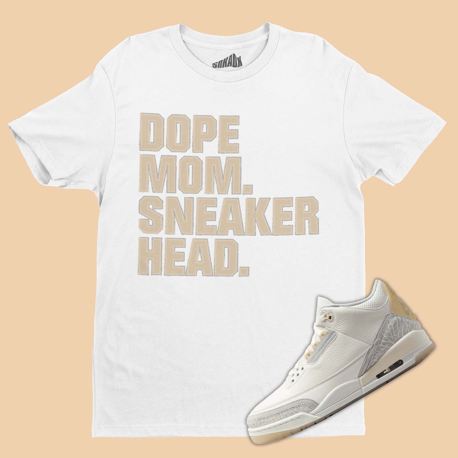 Dope Mom Sneakerhead T-Shirt Matching Air Jordan 3 Craft Ivory