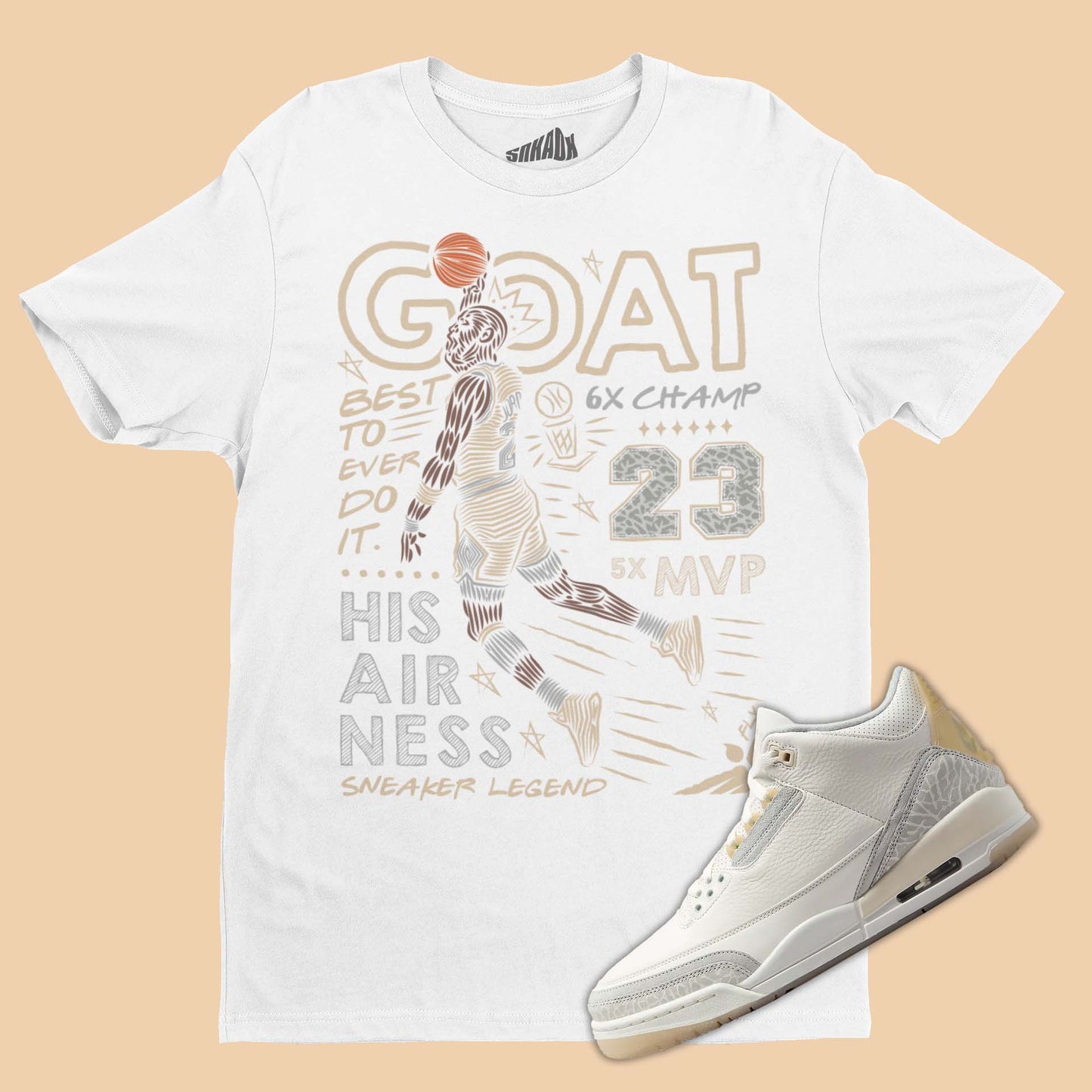 GOAT T-Shirt Matching Air Jordan 3 Craft Ivory