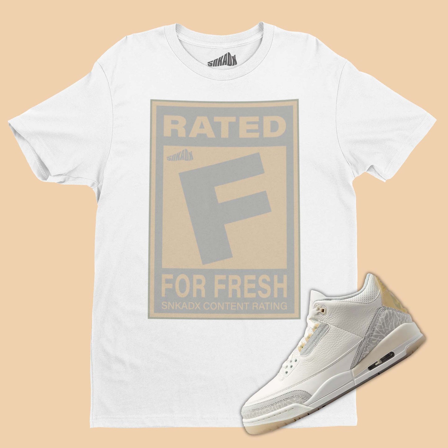Rated F For Fresh T-Shirt Matching Air Jordan 3 Craft Ivory