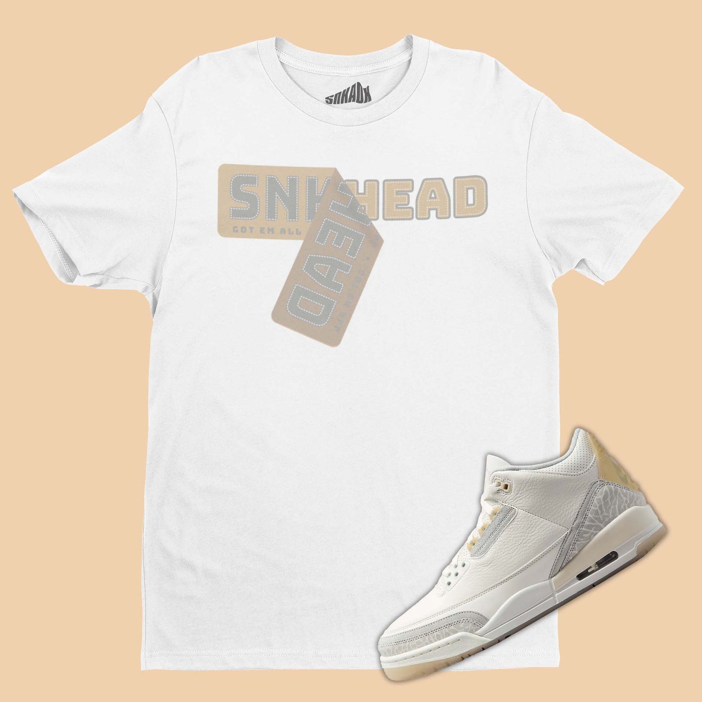 Sneaker Sticker T-Shirt Matching Air Jordan 3 Craft Ivory