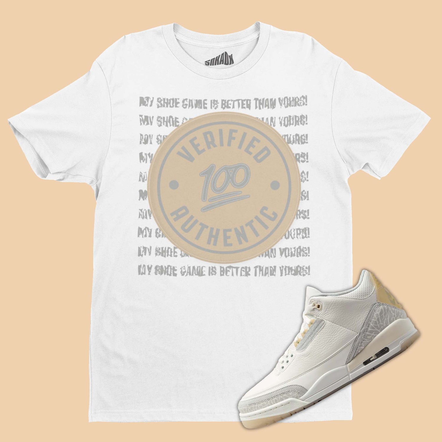 Verified Authentic T-Shirt Matching Air Jordan 3 Craft Ivory