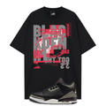 Black Denim 3 Oversized Premium T-Shirt Matching Air Jordan 3 Black Denim