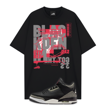 Black Denim 3 Oversized Premium T-Shirt Matching Air Jordan 3 Black Denim