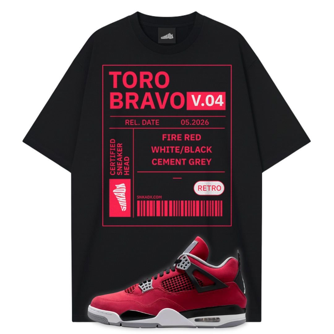 Sneaker Tag Tee – Matches Jordan 4 Toro Bravo | SNKADX