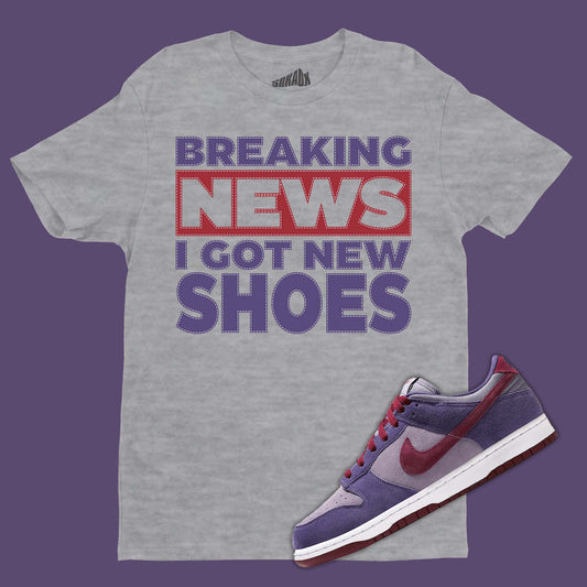 Breaking News T-Shirt Matching Nike Dunk Low Plum