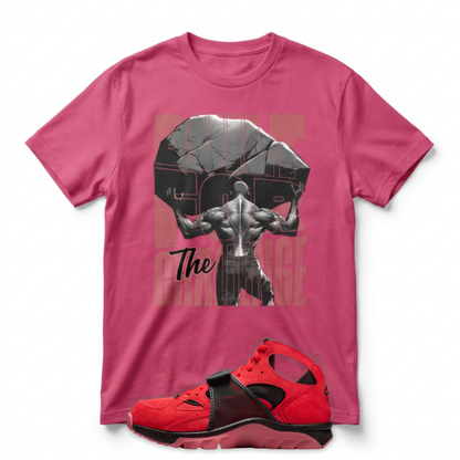 Built For The Challenge Sun Fade T-Shirt Matching Air Trainer Huarache Challenge Red