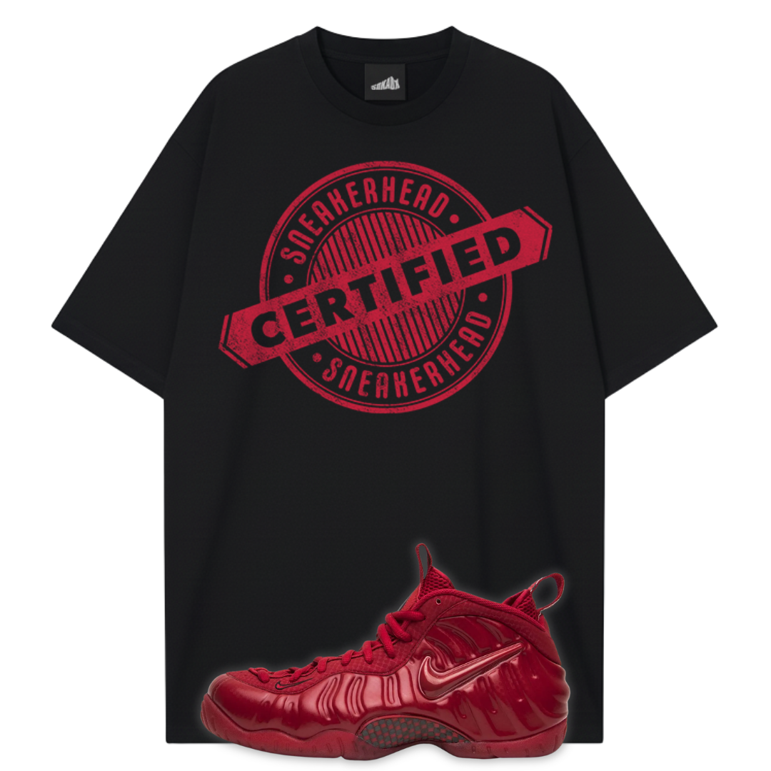 Certified Sneakerhead Premium T-Shirt Matching Air Foamposite Pro Gym Red