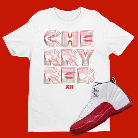 Cherry Red 3D Air Jordan 12 Cherry Matching T-Shirt from SNKADX