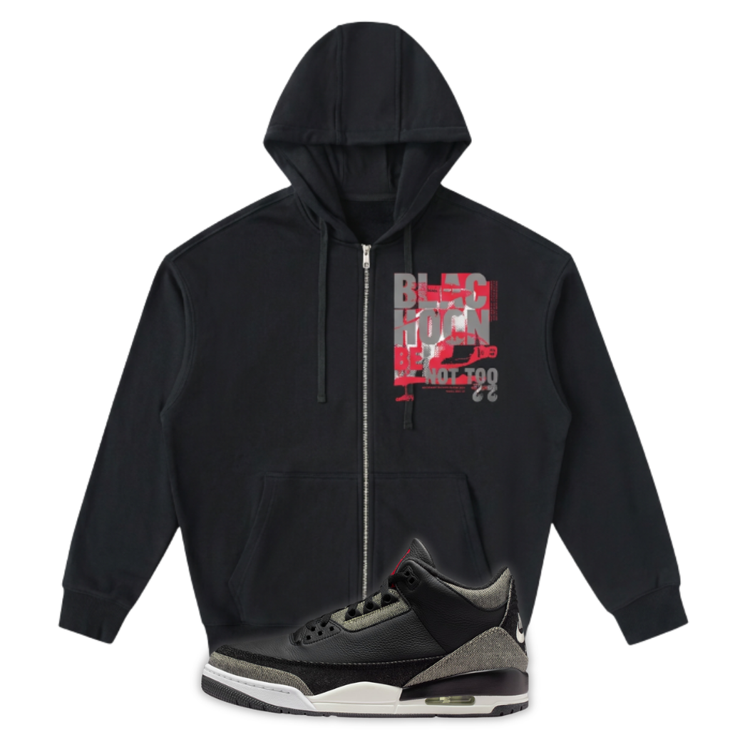 Black Denim 3 Premium Drop-Shoulder Zip Up Hoodie Air Jordan 3 Black Denim