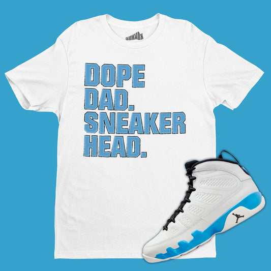 Dope Dad Sneakerhead T-Shirt Matching Air Jordan 9 Powder Blue