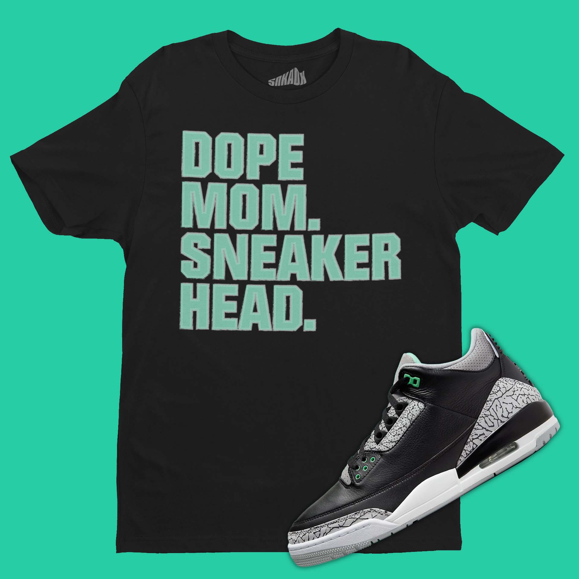 Dope Mom Sneakerhead T-Shirt Matching Air Jordan 3 Green Glow