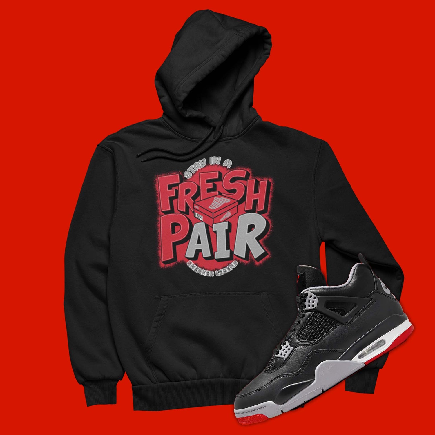 Fresh Pair Hoodie To Match Air Zapatillas Jordan 4 Bred Reimagined