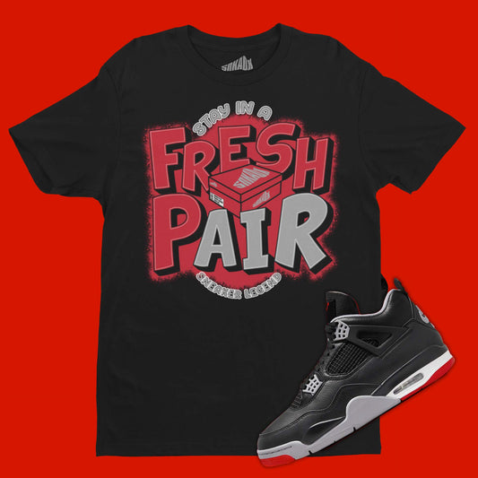 Fresh Pair T-Shirt Matching Air Jordan 4 Bred Reimagined