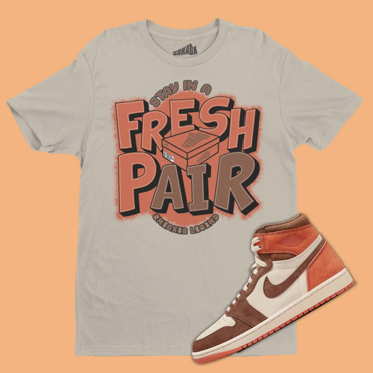 Fresh Pair T-Shirt Matching Air Jordan 1 Dusted Clay