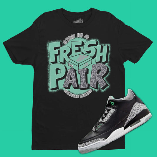 Fresh Pair T-Shirt Matching Air Jordan 3 Green Glow