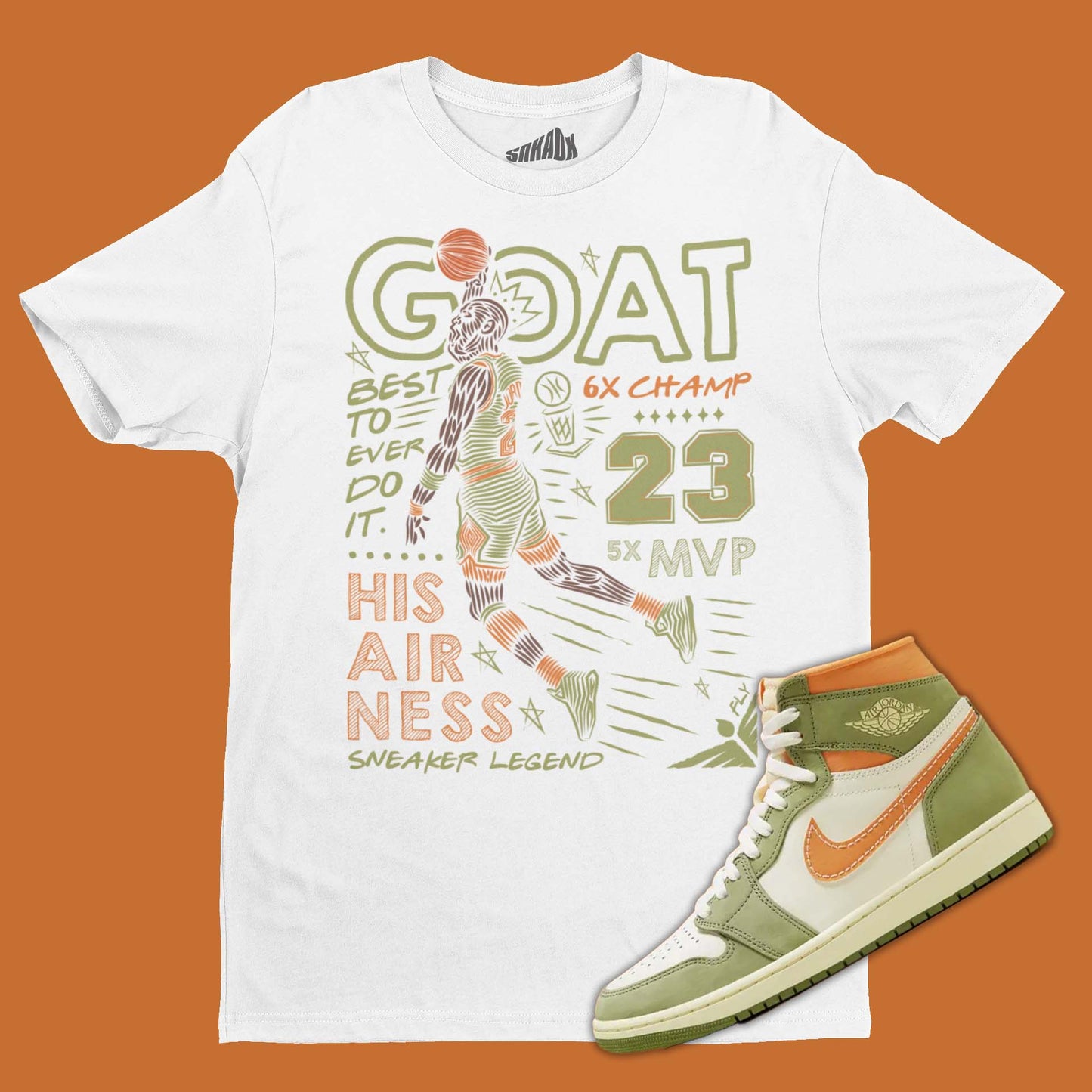 GOAT T-Shirt Matching Air Jordan 1 High OG Celadon