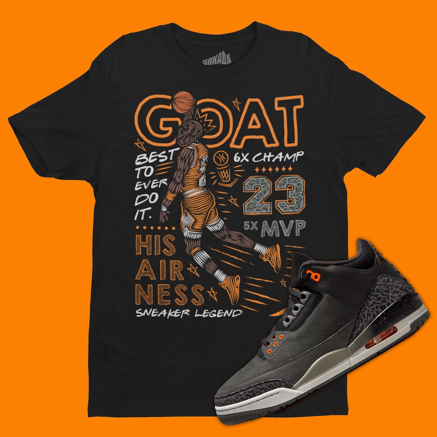 GOAT T-Shirt Matching Air Jordan 3 Fear Pack