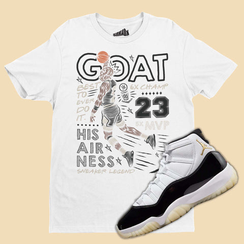 GOAT T-Shirt Matching Air Jordan 11 Gratitude with Michael Jordan dunking basketball