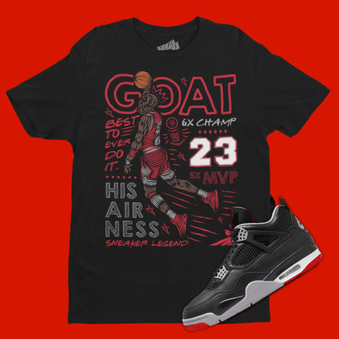 GOAT T-Shirt Matching Air Jordan 4 Bred Reimagined