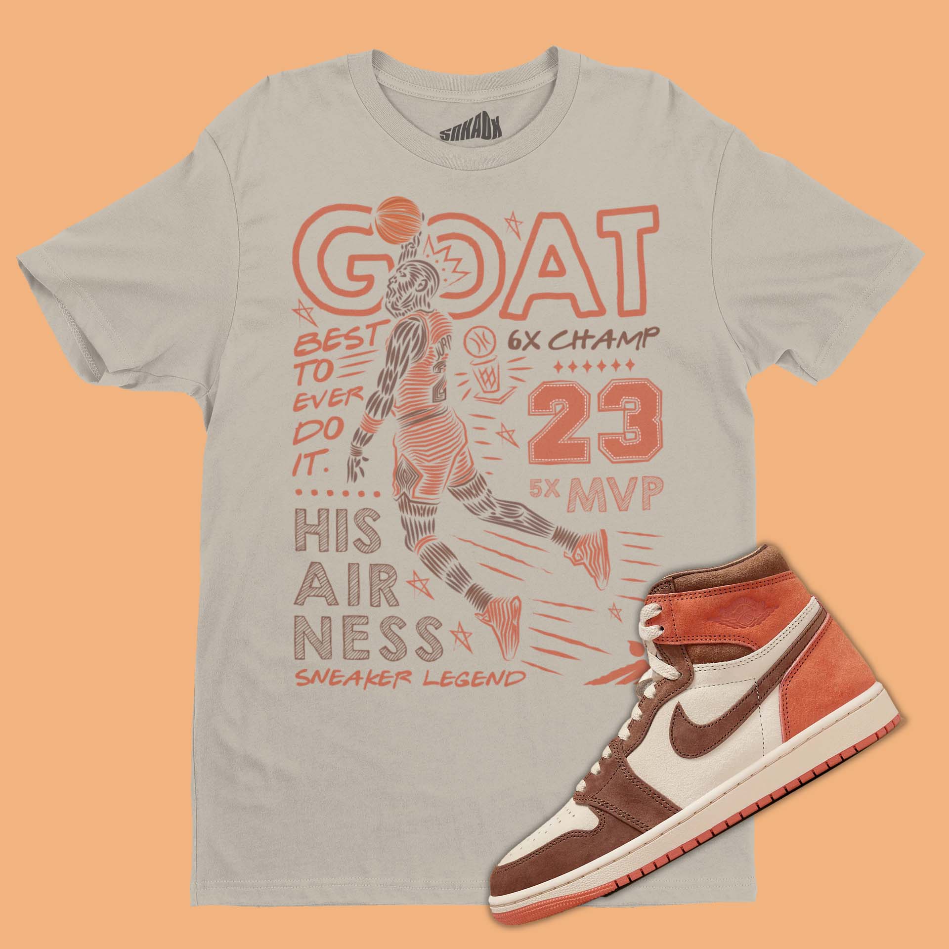 GOAT T-Shirt Matching Air Jordan 1 Dusted Clay