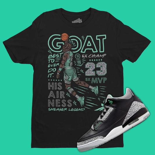 GOAT T-Shirt Matching Air Jordan Cherry 3 Green Glow