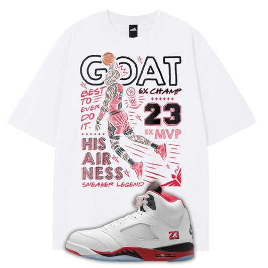 GOAT T-Shirt Matching Air Jordan 5 Fire Red