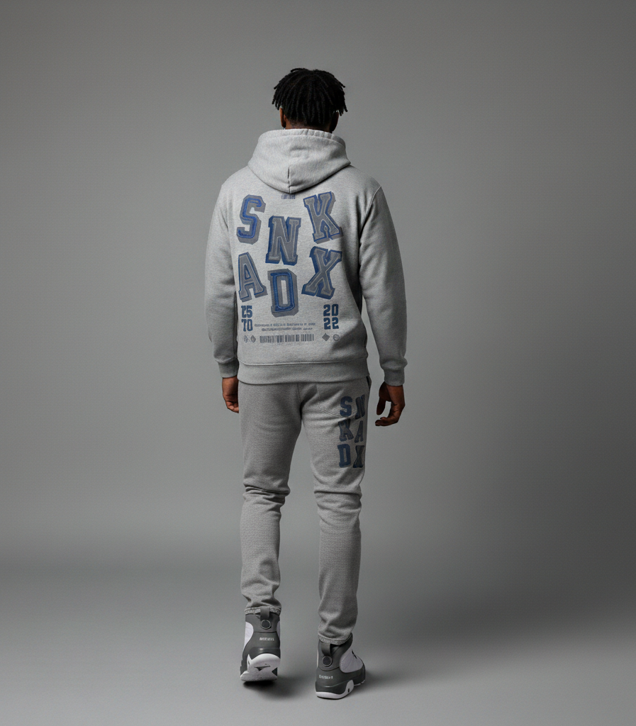 SNKADX Arch Heavyweight Fleece Hoodie Matching Air Jordan 9 Flint Grey