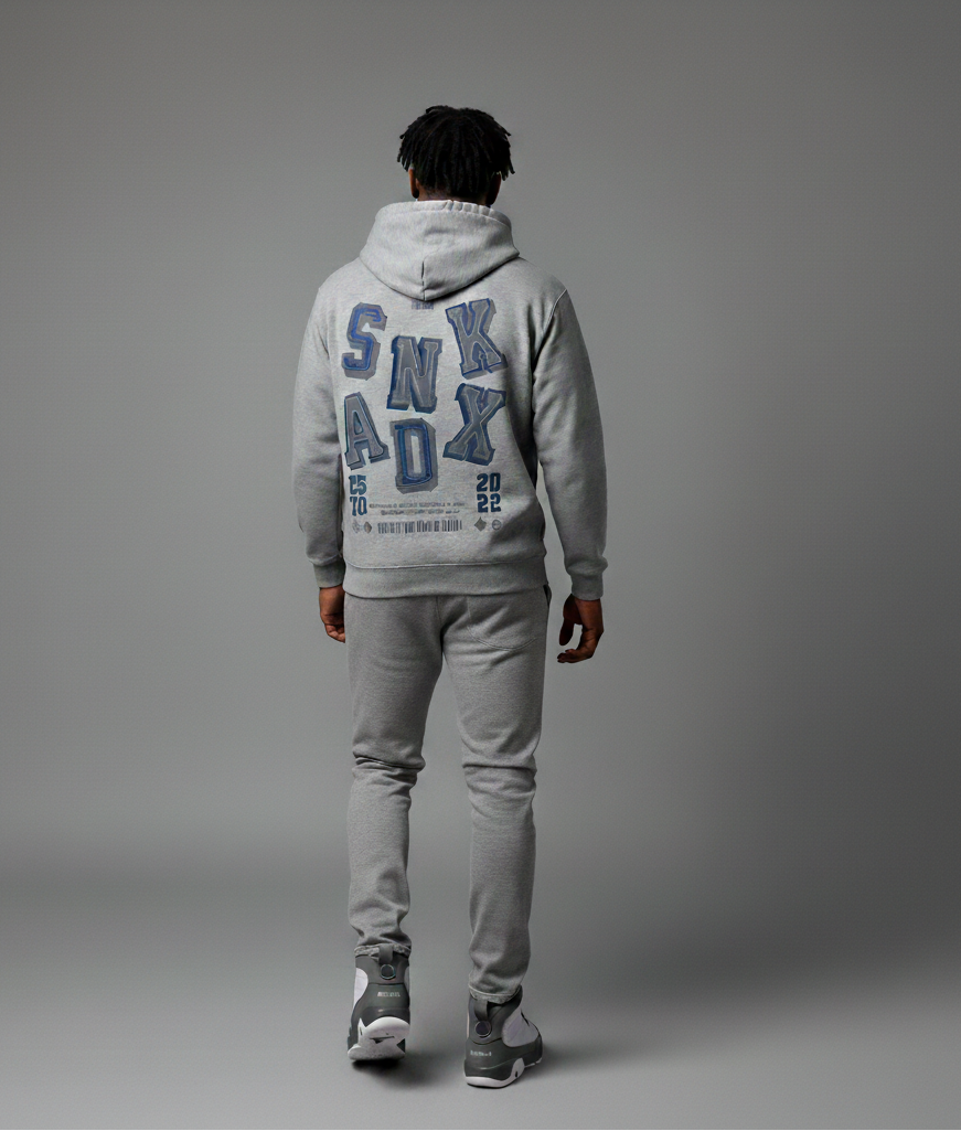 SNKADX Arch Heavyweight Fleece Hoodie Matching Air Jordan 9 Flint Grey