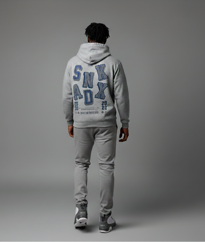 SNKADX Arch Heavyweight Fleece Hoodie Matching Air Jordan 9 Flint Grey