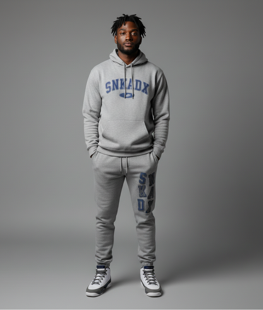 SNKADX Arch Heavyweight Fleece Hoodie Matching Air Jordan 9 Flint Grey