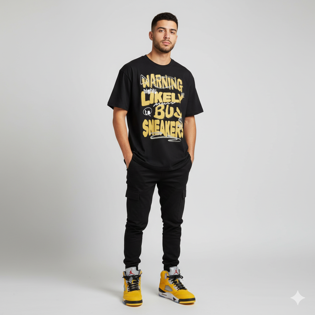 Warning Buy Sneakers Heavyweight Oversized T-Shirt Matching Air Jordan 5 Tokyo 2025