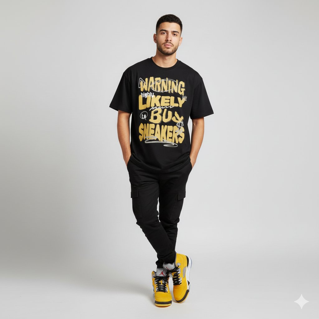 Warning Buy Sneakers Heavyweight Oversized T-Shirt Matching Air Jordan 5 Tokyo 2025