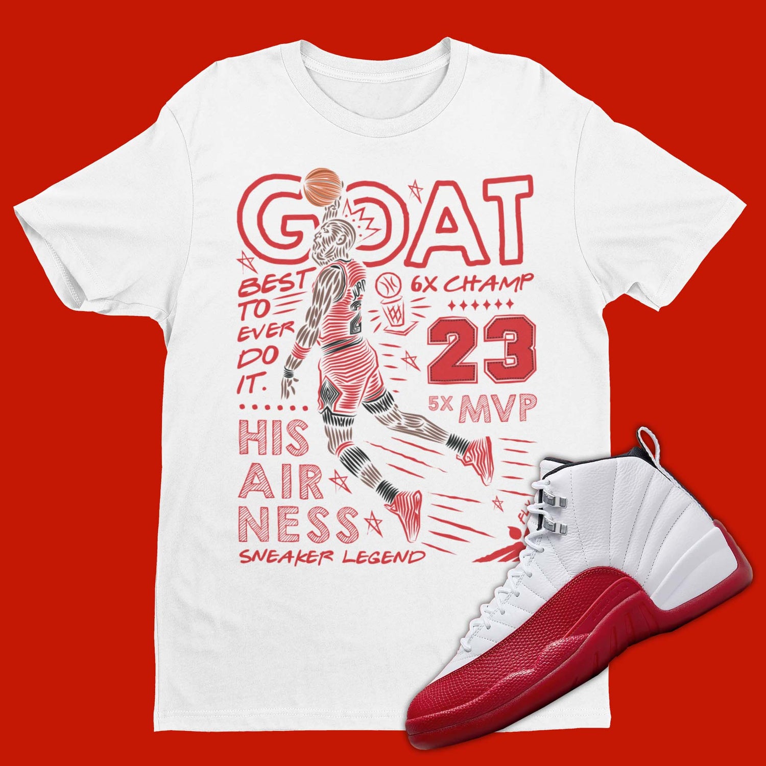 GOAT Air Jordan 12 Cherry Matching T-Shirt from SNKADX