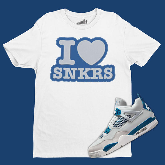 I Love Sneakers T-Shirt Matching Air Jordan 4 Industrial Blue