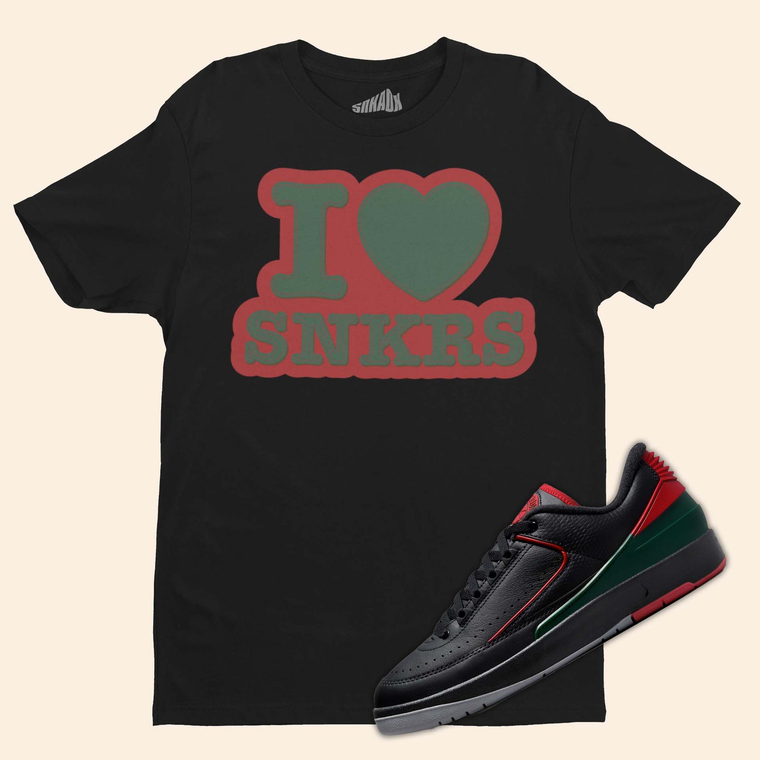 I Love Sneakers T-Shirt Matching Air Jordan 2 Low Christmas