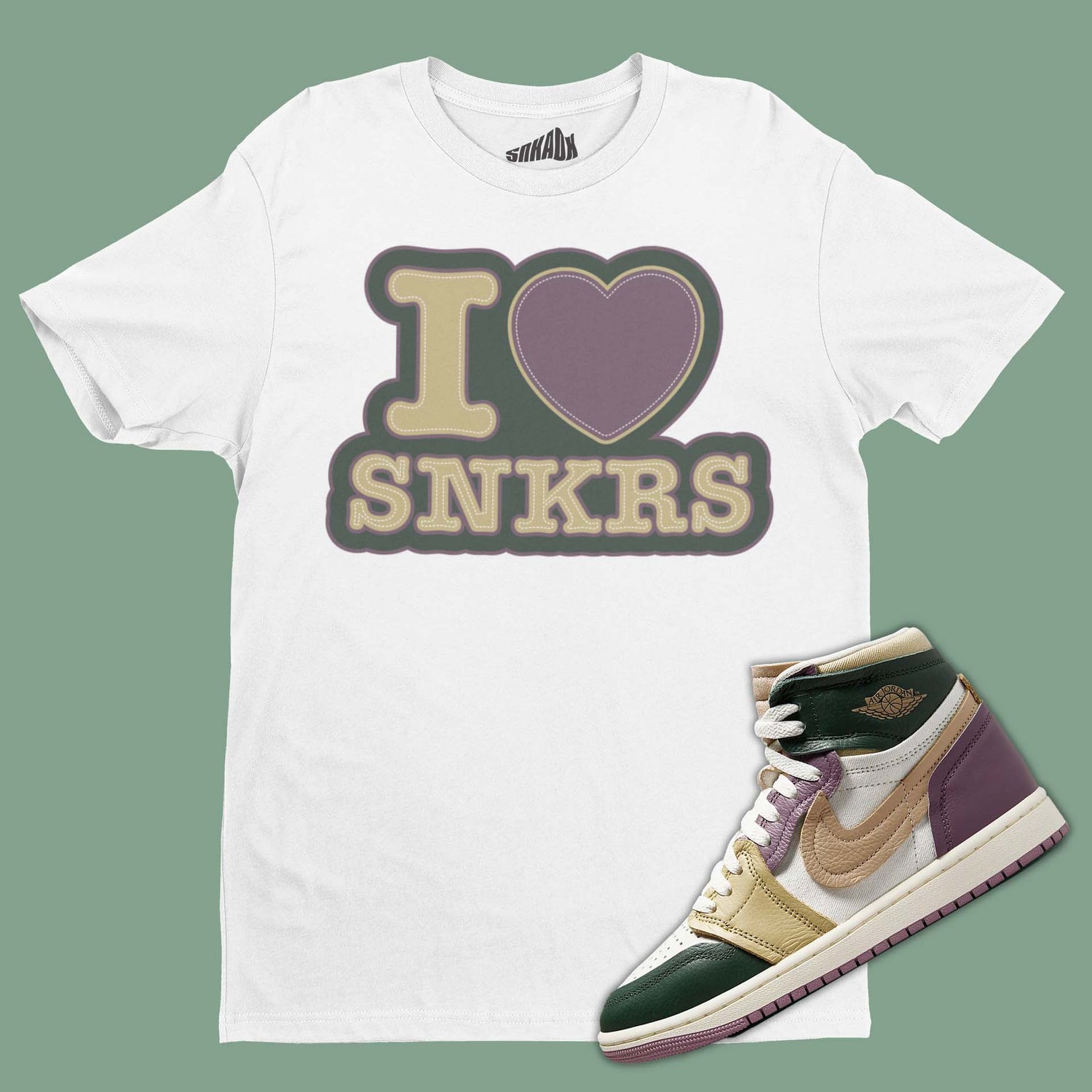 I Love Sneakers T-Shirt Matching Air Jordan 1 High Galactic Jade
