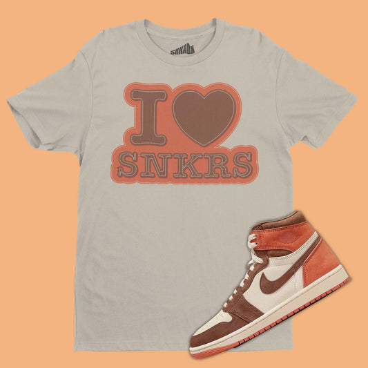 I Love Sneakers T-Shirt Matching Air Jordan 1 Dusted Clay