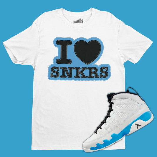 I Love Sneakers T-Shirt Matching Air Jordan Mid 9 Powder Blue