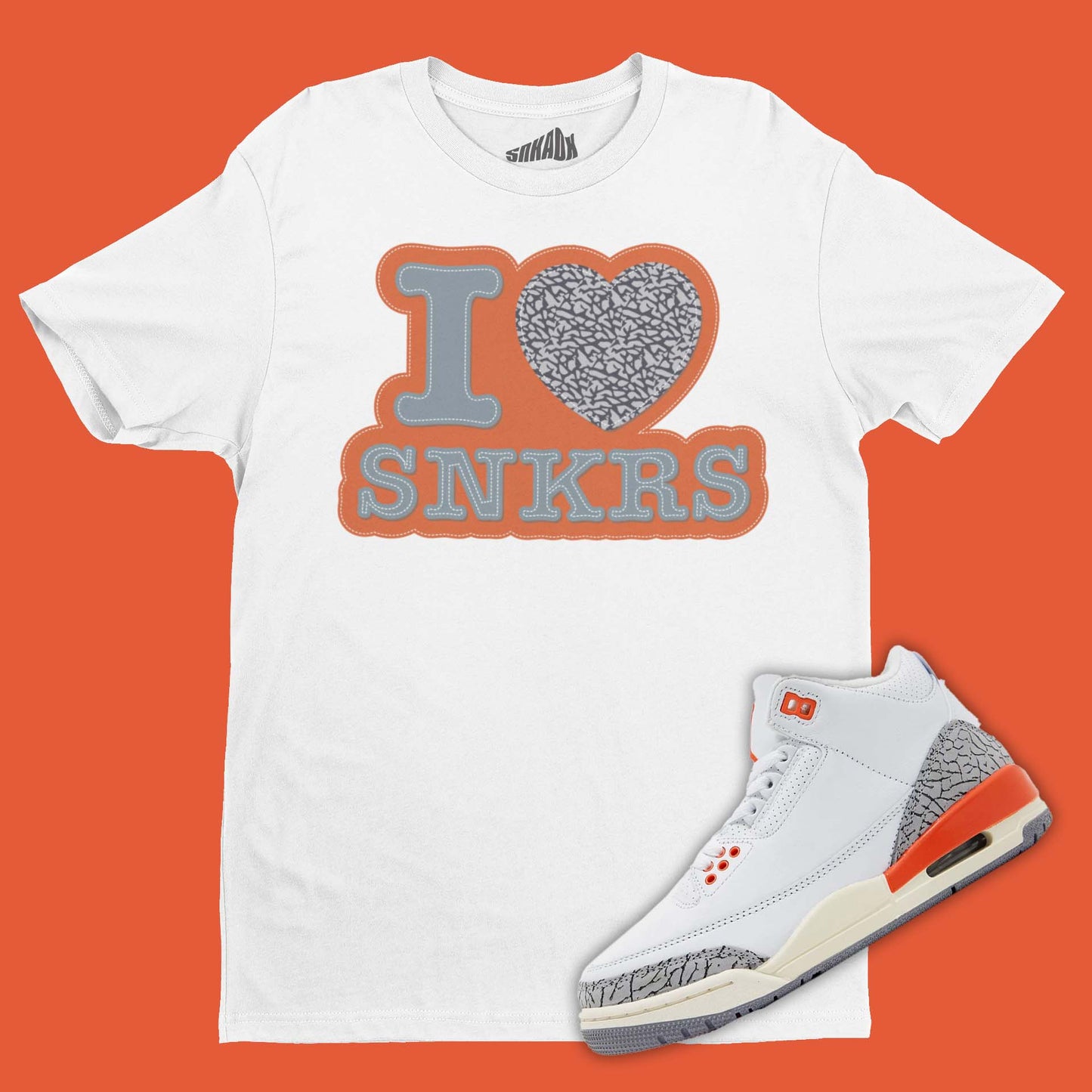 I Love Sneakers T-Shirt Matching Air Jordan 3 Georgia Peach