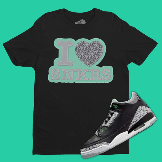 I Love Sneakers T-Shirt Matching Air Jordan 3 Green Glow