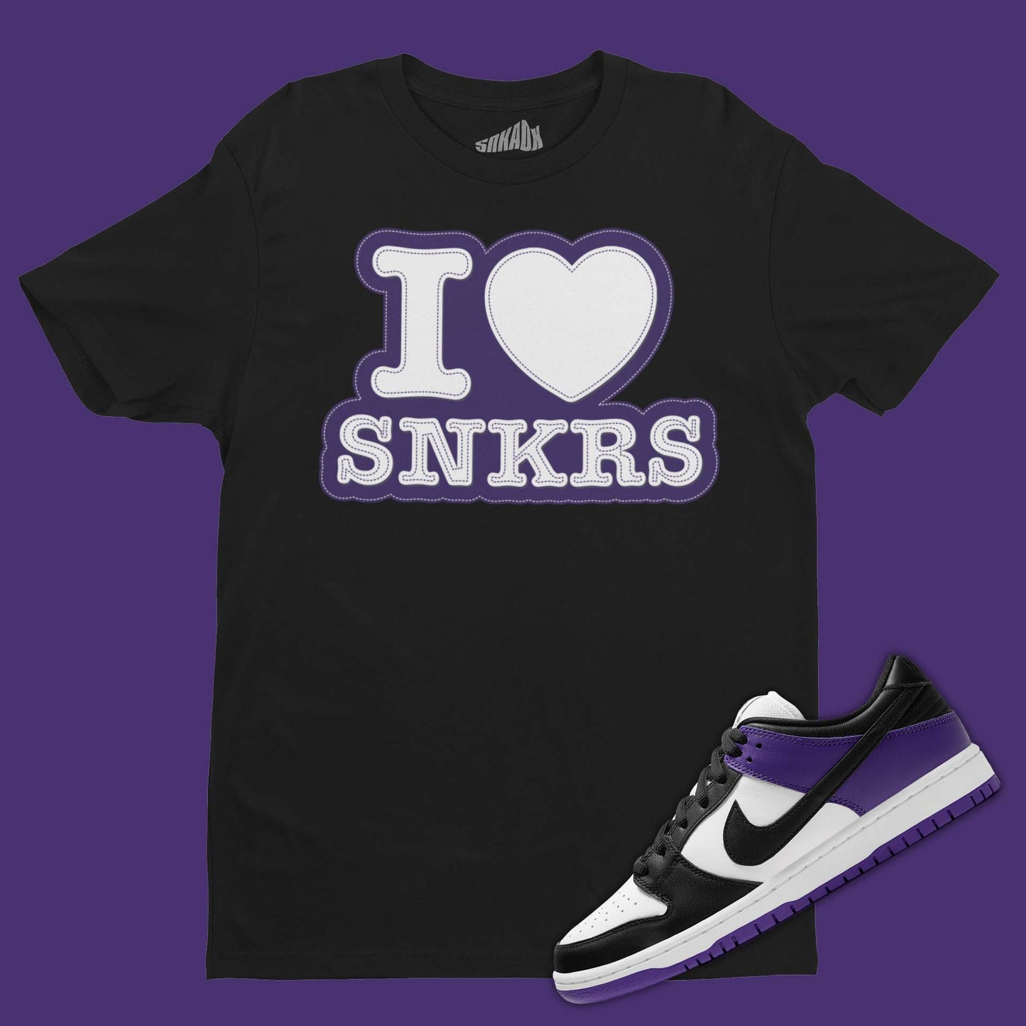 I Love Sneakers T-Shirt Matching Dunk Low Court Purple