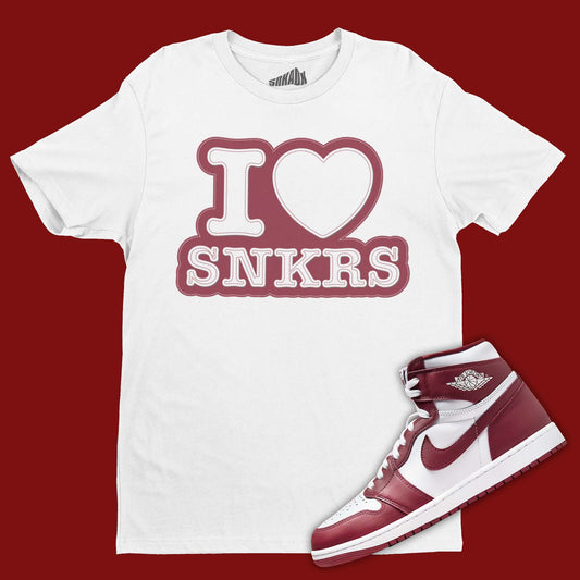 I Love Sneakers T-Shirt Matching Air Jordan 1 Team Red