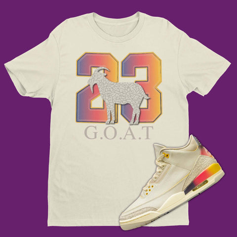 Stay stylish with the 23 GOAT J Balvin Air Jordan 3 Medellin Sunset Matching T-Shirt from SNKADX