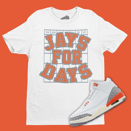 Jays For Days T-Shirt Matching Air Jordan Cherry 3 Georgia Peach