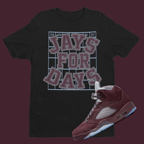 Jays For Days Air Jordan 5 Burgundy Matching T-Shirt from SNKADX